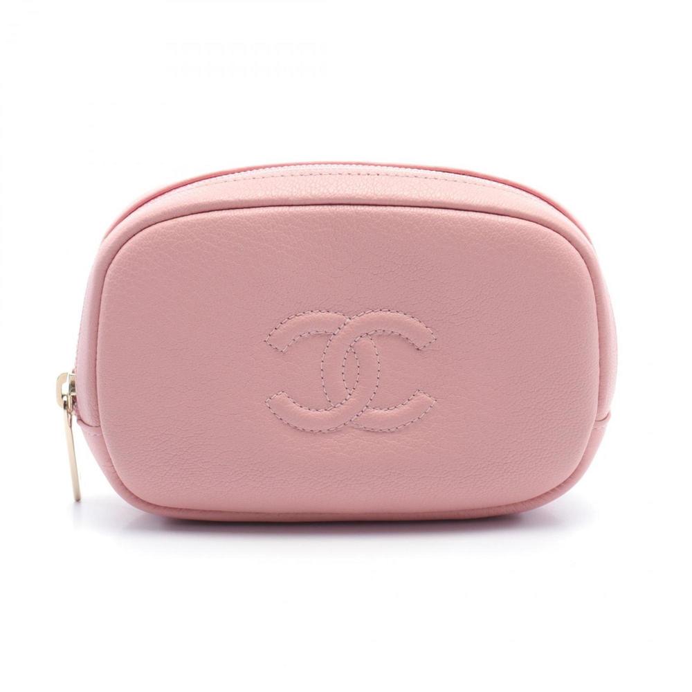 CHANEL Coco Mark Pouch Bag Leather Pink - Picture 2 of 5